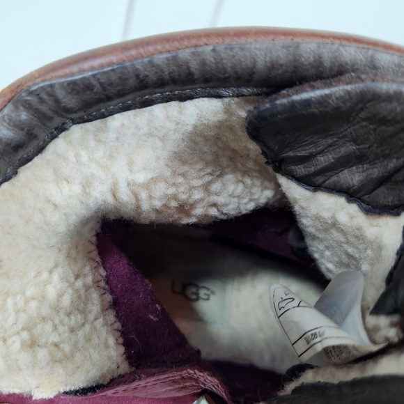 UGG "Kesey" Waterproof Leather Knit Combat Boot Chestnut Brown, Women's Size 9.5 - Picture 11 of 14